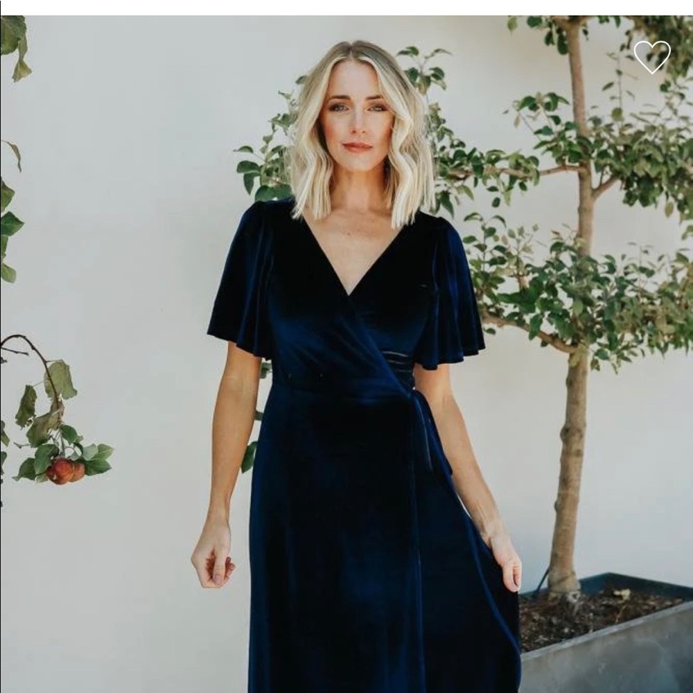 Baltic Born Velvet Wrap Dress - Navy, L